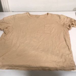 All Saints Distressed worn T-Shirt XL Tan/Mustard Organic Cotton